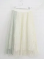◇ any SiS 花柄 レース バイカラー ウエストゴム 膝下丈 プリーツ スカート サイズ1 アイボリー ミント レディース P  【1301310009912】