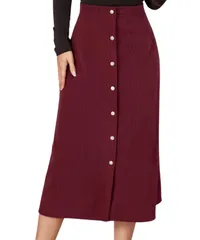 [Dep Club] 在庫限り お洒落 スカート ロング レディース コーデュロイスカート 透けない 大きいサイズ スリット ロングスカート 秋 秋冬 (S, ブルゴーニュ) [ブルゴーニュ] [S]