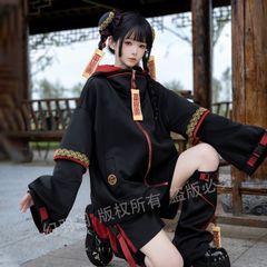 ブラック グリーン 姫袖 チャイナ風 ロリィタ セットアップ 地雷
