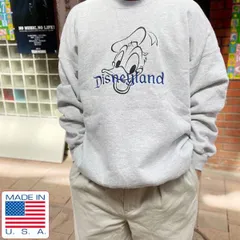90s USA製 ディズニー ドナルドダック 前V スウェット XL グレー系 大きいサイズ ビッグサイズ 90年代 アメリカ製 D145-13-0008ZVW