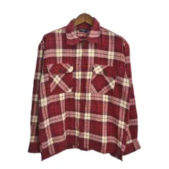 00年代 UNIQLO ユニクロ ウール シャツジャケット チェック レッド (メンズ XL) 中古 古着 S9258