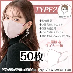 【タイプ2★Lサイズ②】3Dカラーマスク 3Dマスク 立体構造 3層構造 不織布マスク 小顔 カラーマスク 血色カラー 春夏 バイカラー 50枚 大容量 ny473-2