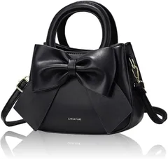 T.Y.ryanryan ショルダーバッグ レディース 斜めがけ ハンドバッグ 肩掛け リボン ミニサイズ(ブラック)