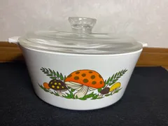 ☆レア☆ コーニング　オールドパイレックス　メリーマッシュルーム　キャセロール　蓋付き　アンティーク　ヴィンテージ