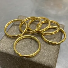 6点セット 真鍮製二重リング 直径25mm キーホルダー