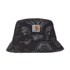 CARHARTT WIP (カーハート) VERSE BUCKET HAT (バース バケット ハット)  帽子 バケハ ペイズリー 普段使い カジュアル ストリート アウトドア 黒 VERSE PRINT, BLACK (ブラック) I0306450Y1