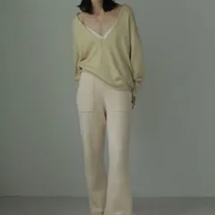 ETRE TOKYO エトレトウキョウ Vネックルージーニット 美品 イエロー 黄色 Fサイズ フリーサイズ オーバーサイズ ルーズ Vネック 長袖 カジュアル レディース 秋 ゴーゴー古着久喜倉庫店 北久鴻206NB