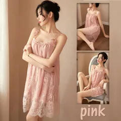 スリップ ベビードール キャミソール セクシーランジェリー かわいい レース su126 pink M|L|XL|3L(XXL)|4L(XXXL)