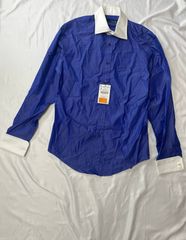 【223974】ZARA MAN ザラマン クレリックシャツ 長袖 コットン100% L メンズ ・ ブルー×白のサムネイル