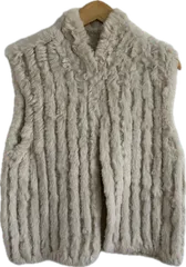 RE219 【美品タグ付き】ラビットファーベスト　トップス　ベージュ　レディース　Mサイズ