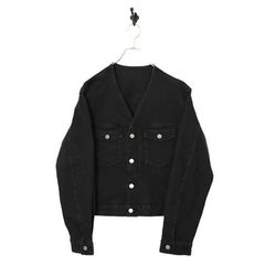 VINTAGE COLLARLESS DENIM JACKET/M