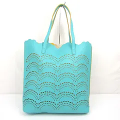 アナスイ トートバッグ パンチングレザー ブランド 鞄 レディース エメラルドグリーン ANNA SUI 【中古】