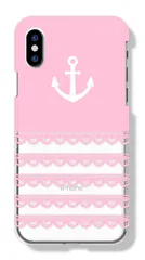 Xperia 8 SOV42 ケース カバー エクスペリア8 スマホケース ハードケース マリン 海 レース ボーダー パステルカラー 大人 かわいい 海 人気 クリア 透明 カラー05