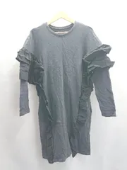 ◇ ⊇ ノーブランド フリル 長袖 膝丈 ワンピース サイズ表記なし チャコール レディース E  【1503310009675】