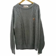 アベイシングエイプ A BATHING APE 美品 classic collection 1J80120004  APE HEAD ONE POINT KNIT SWEATER / ニット セーター 灰 グレー XLのサムネイル