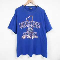 XL/古着 半袖 ビンテージ Tシャツ メンズ 00s MLB ニューヨークメッツ 大きいサイズ コットン クルーネック 青 ブルー メジャーリーグ ベー