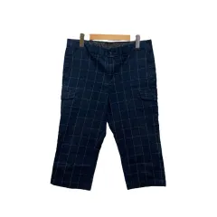 タケオキクチ TAKEO KIKUCHI パンツ カーゴ 7分丈 チェック 4 紺 ネイビー