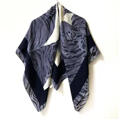 希少✨サンローラン　シルク混　大判　ストール　植物柄　約80cm×246cm 希少✨サンローラン シルク混 大判 ストール 植物柄 約80cm