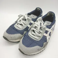 ◇ Θ ASICS アシックス ブランドロゴプリント ローカットスニーカー サイズ26.5 ネイビー グレー メンズ E  【1501160012876】のサムネイル