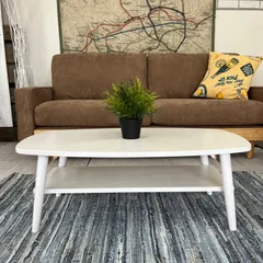 新品アウトレット!TRIM棚付折れ脚ローテーブル ホワイトVTM-02WW