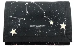 ♪08112 SAINT LAURENT PARIS 財布 三つ折り財布  556433 96U1E 1007 ナイロン 星 スター星座 プラネット 箱付きのサムネイル