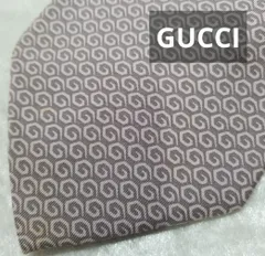 GUCCI グッチ ネクタイ GGパターン 総柄 シルク100％ パープル系 Made in Italy《1021-08》