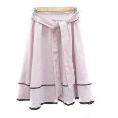 ミッシュマッシュ MISCH MASCH フレアスカート ミモレ丈 リボンベルト付き S ピンク 茶色 ブラウン /HO33