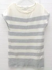 ◇ Bon mercerie コットン ニット フレンチスリーブ ボーダー ミニ ワンピース サイズ38 ベージュ グレー レディース  【1002800869367】のサムネイル