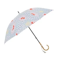 ☆ 金魚（金赤/きんあか） ☆ 河馬印本舗 晴雨兼用長傘 河馬印本舗 晴雨兼用 長傘 手開き 晴雨兼用傘 日傘 雨傘 傘 かさ UVカット 完全遮光 和柄 和風 モダン 手動 手開き傘 遮熱 レディース かばじるしほんぽ ギフト