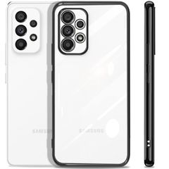 【大人気】SAMSUNG Galaxy A53 5G ケース クリア 薄型 耐衝撃 SC-53C SCG15 透明 カバー 軽量 TPU メッキ加工 ソフトケース 人気 保護カバー(ブラック)