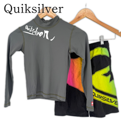 QUIKSILVER キッズ 水着セット 上下 120㎝～ 10歳前後 クイックシルバー ラッシュガード 海水パンツ ジュニア 海パン ジュニア 子ども用 小学生
