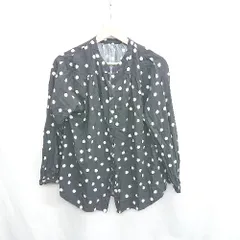 ◇ ⊇ GLOBAL WORK ドット柄 長袖 シャツ サイズS ブラック ホワイト レディース E  【1502060027779】