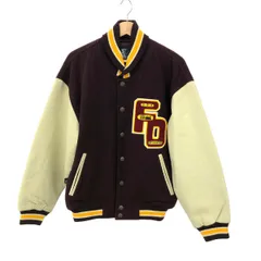 FIRST DOWN ファーストダウン バーシティ ジャケット サイズ:M  ホワイト/ボルドー  メンズ 袖レザー 90S　241007001286
