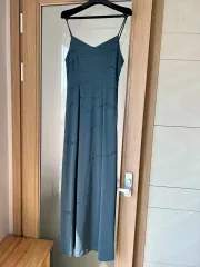 グレー マウスカラー ビーズ 装飾 ロング ドレス