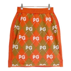 サイズ：2 PEARLY GATES パーリーゲイツ 055-1234914 ニットスカート ロゴ アーガイル柄 オレンジ系 [240101519860] ゴルフウェア レディース ストスト