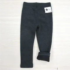 韓国子供服 裏ファー付きベーシックレギンス キッズ ボトムス ウエストゴム 裏起毛 秋冬 チャコール