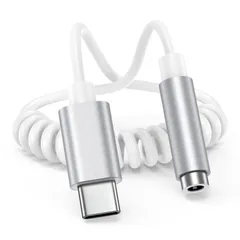 【新着商品】音量調整】 イヤホンジャック マイク イヤホン DAC搭載 【ハイレゾ対応 ヘッドホン 変換アダプター ヘッドセット オーディオ iPhone 4極 3極 16/iPad/Mac/Galaxy/Android 20~45cm スマートフォン コイル