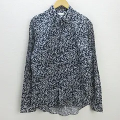 G■ザラ/ZARA MAN TAILORED FIT 長袖シャツ/花柄【USA/L】紺/men's/129【中古】■