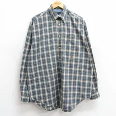 XL/古着 トミーヒルフィガー 長袖 ブランド シャツ メンズ 90s ワンポイントロゴ コットン ボタンダウン 紺系他 ネイビー チェック 25mar10