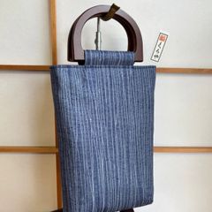 本革バンブー手提げ 黒 合切袋 お祭り 夏祭り お神輿 ミニバッグ