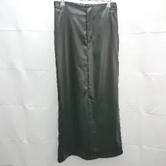 ◇ yuｗ ﾕｳ フロント スリット　合皮 ロング フェイクレザー タイト ナロー スカート Mサイズ ブラック 女 E  【1301260038758】