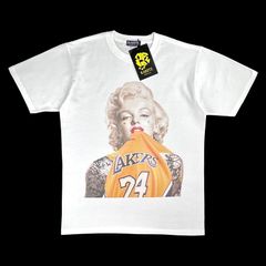 RARETE (ラルテ) マリリンモンロー NBA ロサンゼルス LA レイカーズ 背番号24 コービーブライアント バスケ ユニフォーム タトゥー Tシャツ ストリート グラフィック ワイドフィット オーバーサイズ ユニセックス 白 XS S M L XL
