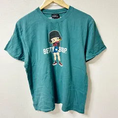 大きいサイズ◎(^w^)b BETTY BOOP ベティブープ クルーネック 半袖Tシャツ コットン 綿100% フロントプリント トップス キャラクター レトロ アメカジ 古着MIX ダークグリーン系 レディース サイズLL