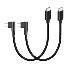 USB-C ＆ USB-C ケーブル L字 (0.25m ブラック) 【2本組】SLEIJAOOE【 60W急速充電 /USB2.0規格/ PD対応】高耐久ナイロン Type C (USB C to USB C) ケーブル 25cm 短い スマートフォン・タブ