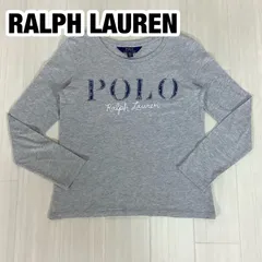 POLO RALPH LAUREN ポロラルフローレン ロングスリーブシャツ ロンT カットソー M(8-10) 140cm 霜降りグレー ビッグロゴ 着丈47cm 肩幅33.5cm 身幅(脇下)39cm 袖丈51.5cm【古着】