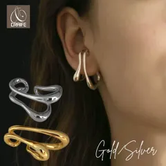 イヤーカフ ドロップ ダブルライン 金属アレルギー対応 18K ニッケルフリー イヤーカフス イヤカフ イヤリング レイヤード 大人かわいい ジュエリー ゴールド シルバー 送料無料 プチプライス高見え CRAIFE