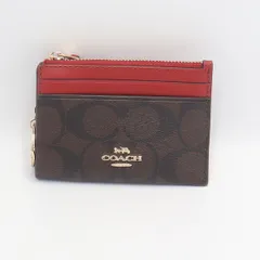 良品 コーチ ゴールド金具 シグネチャー柄 ブラウン キーリング/パスケース 2000000 NSK KRK