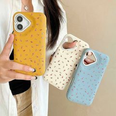 iPhone16 케이스 미사용 iPhone16Pro 케이스 iPhone15 스마트폰 케이스 iPhone 케이스 귀여운 한국 세련된 가죽 어른 귀여운 뒷면 가죽 카메라 보호 하트 스트랩 홀 첨부 꽃무늬 xzzhang558