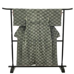 小紋/総絞り/市松文様/黒地/美品/仕立上がり/適応身長148～153㎝/11141