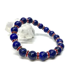 ラピスラズリ パワーストーン ブレスレット 8mm 12月誕生石 （レッド）メンズ・レディース　男性・女性　数珠ブレス　開運 [21]